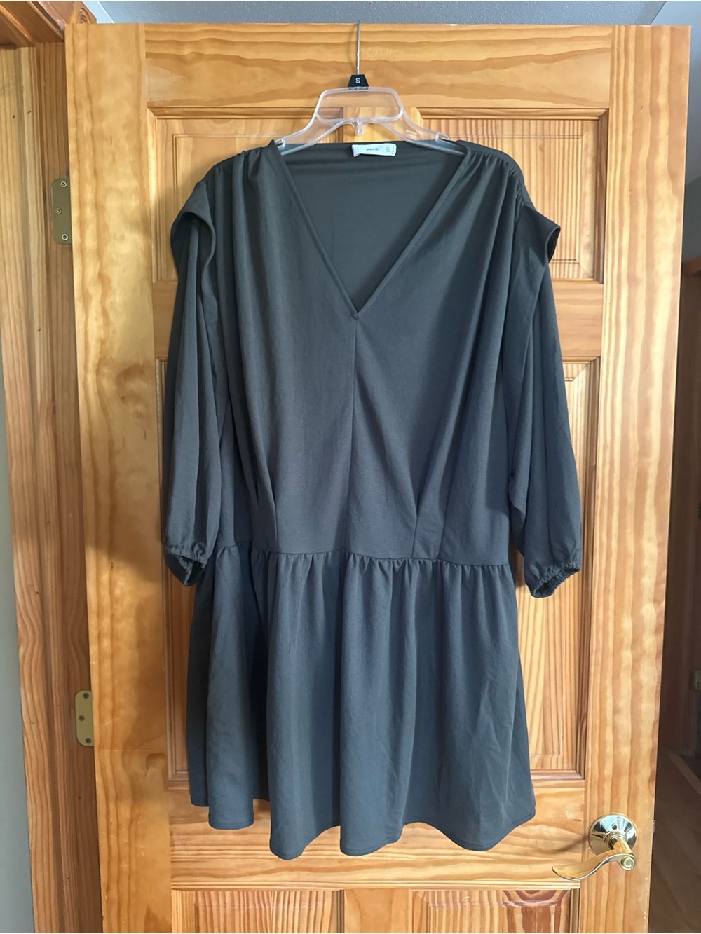 Mango Dark Gray V-Neck Tunic Dress